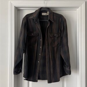 Fieldmaster brown striped button up shacket